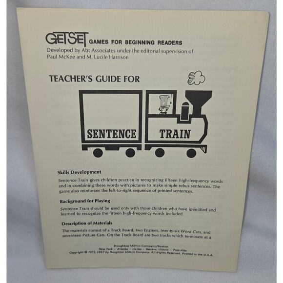 Houghton Mifflin Get Set Games for Beginning Readers 1972 Sentence Train Complet - Picture 2 of 16